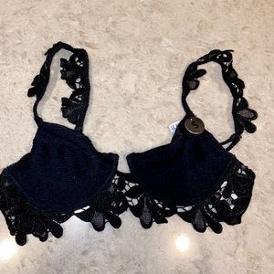 Black lace swim top